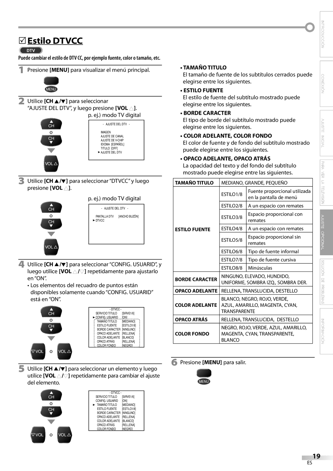 FUNAI CR320IL8 A owner manual 5Estilo Dtvcc 