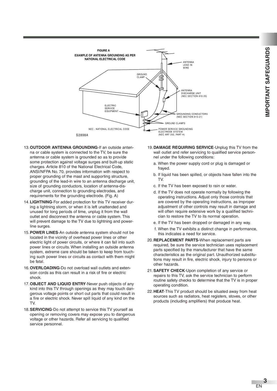 FUNAI CR320IL8 owner manual Important Safeguards, Figure a 