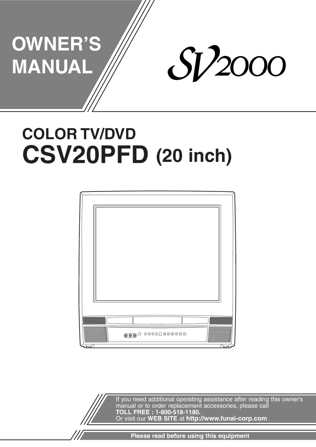 FUNAI owner manual CSV20PFD 20 inch 