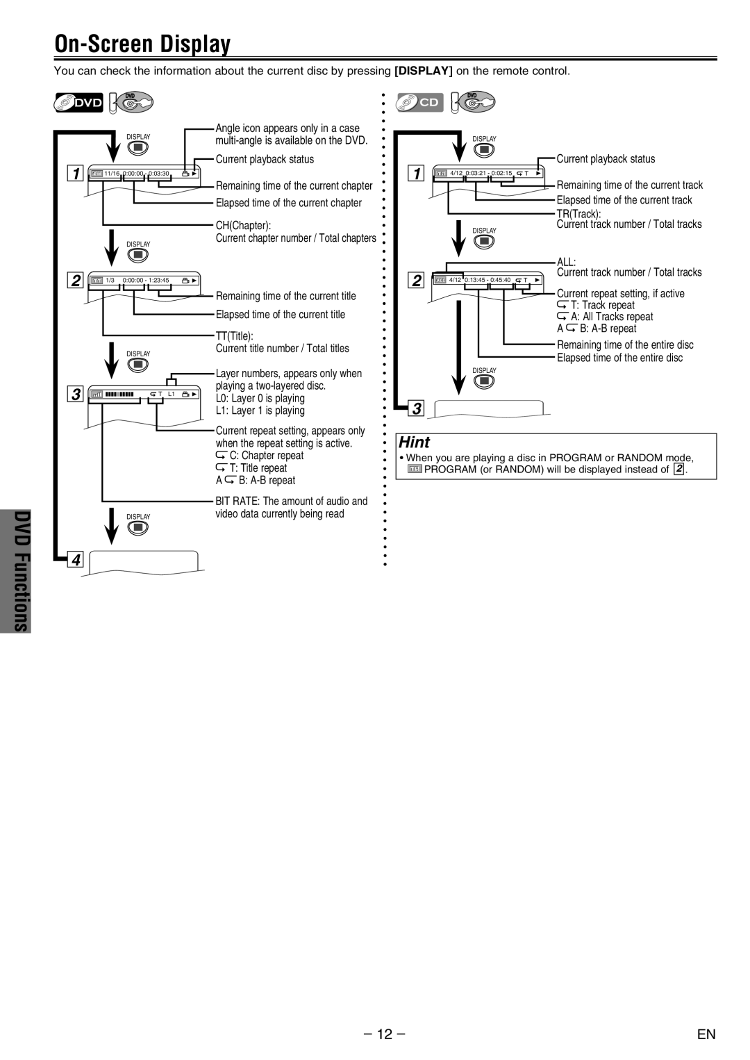 FUNAI DV200MW8 owner manual On-Screen Display 