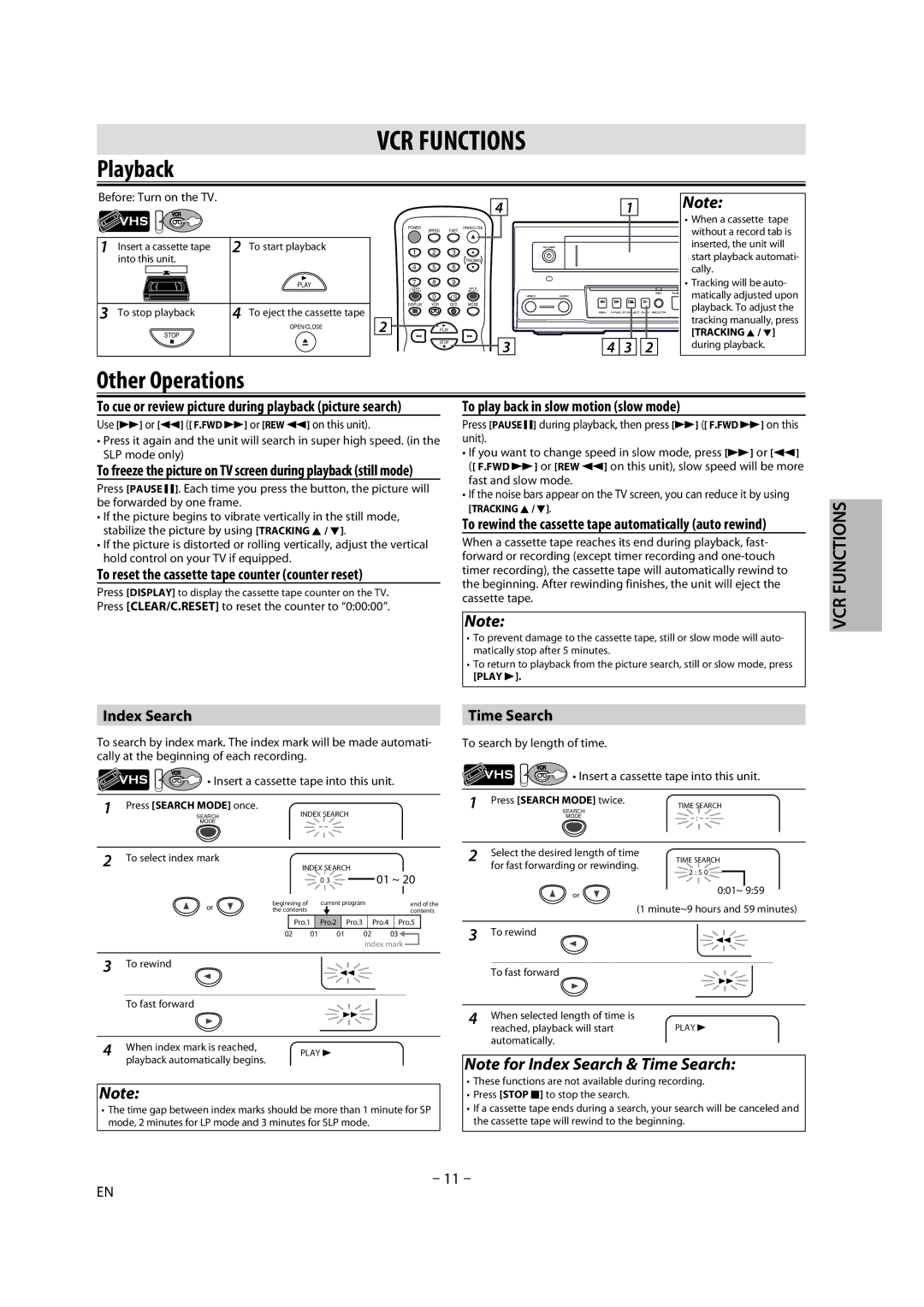 FUNAI DV220TT8 owner manual VCR Functions, Playback, Other Operations 