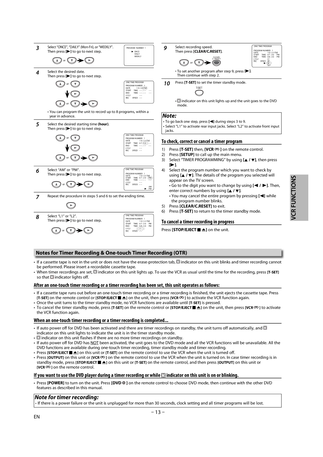 FUNAI DV220TT8 owner manual To check, correct or cancel a timer program, To cancel a timer recording in progress 