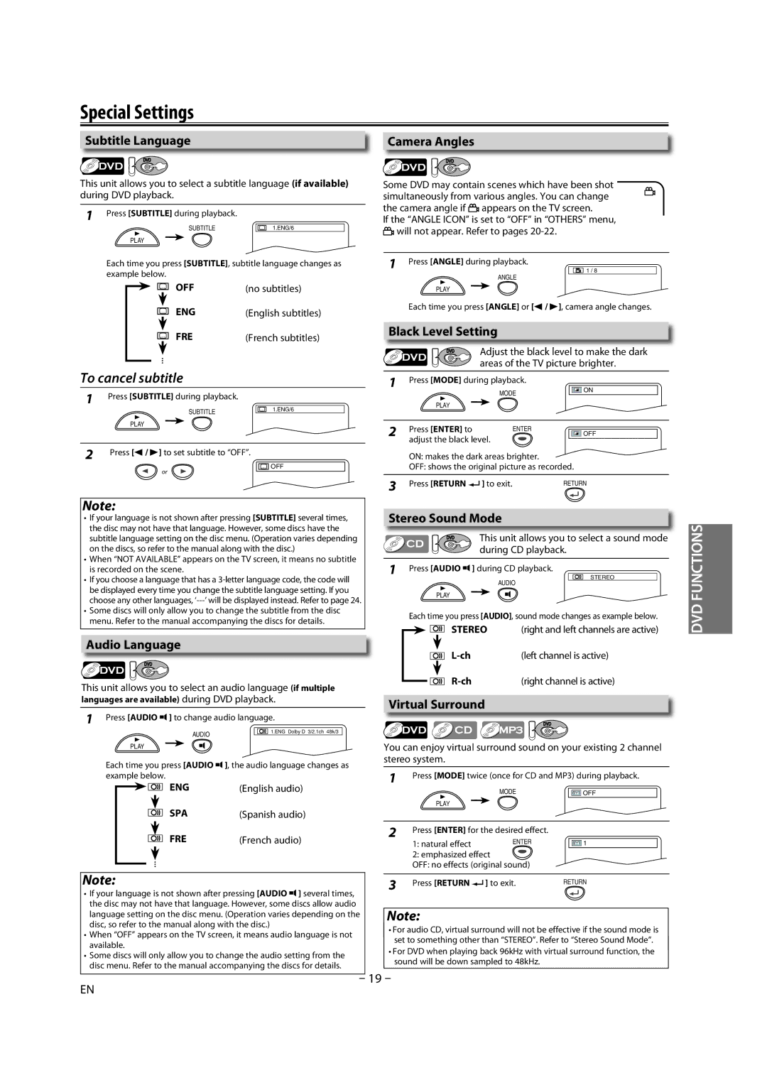 FUNAI DV220TT8 owner manual Special Settings 