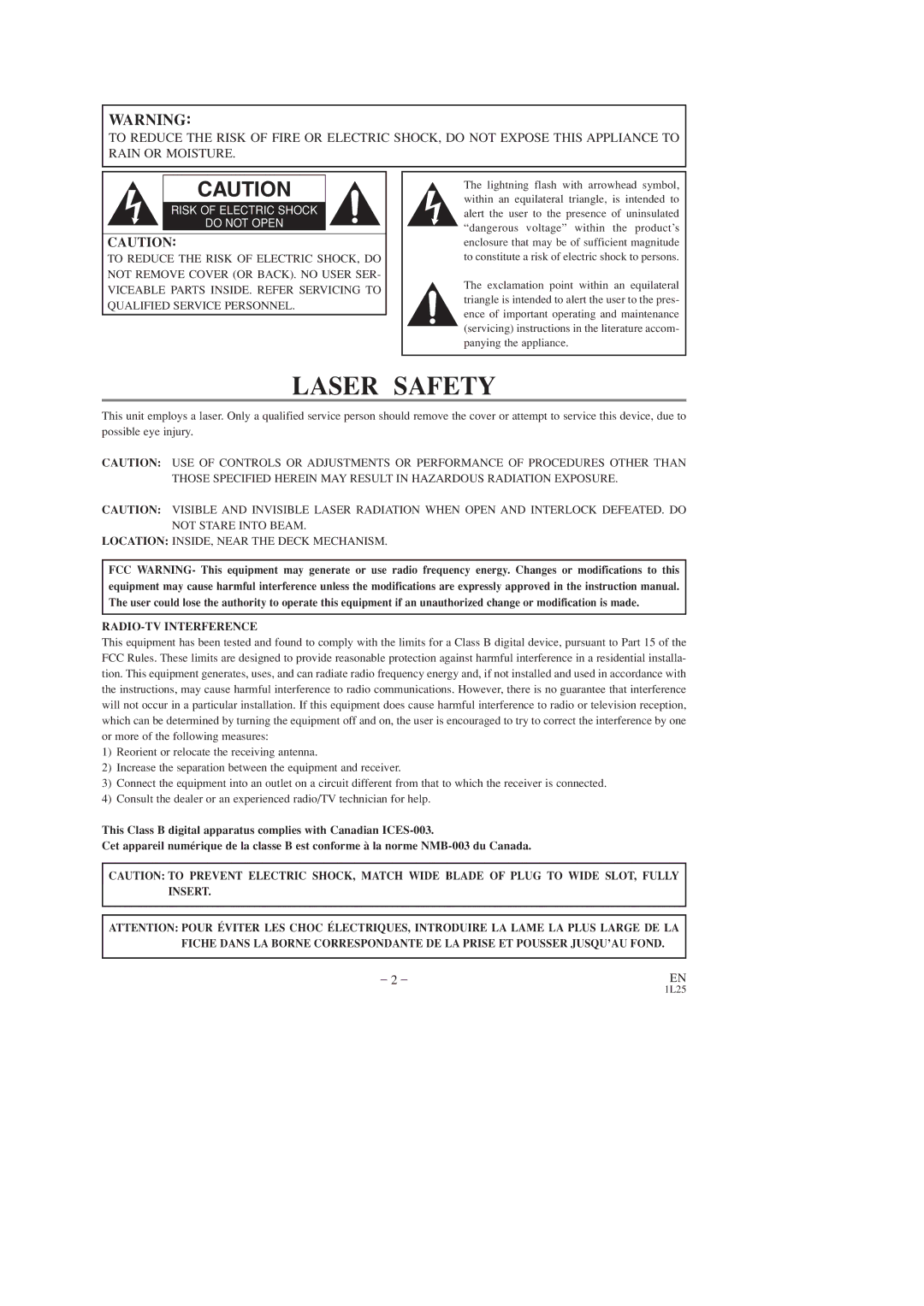 FUNAI DVC860D owner manual Laser Safety 