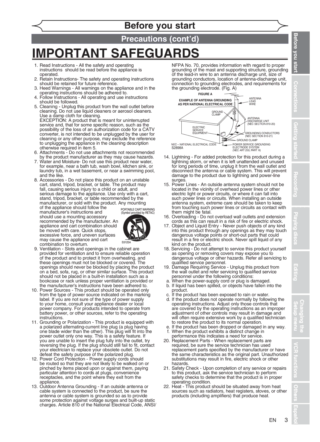 FUNAI DVR90VG manual Precautions cont’d, Before you 