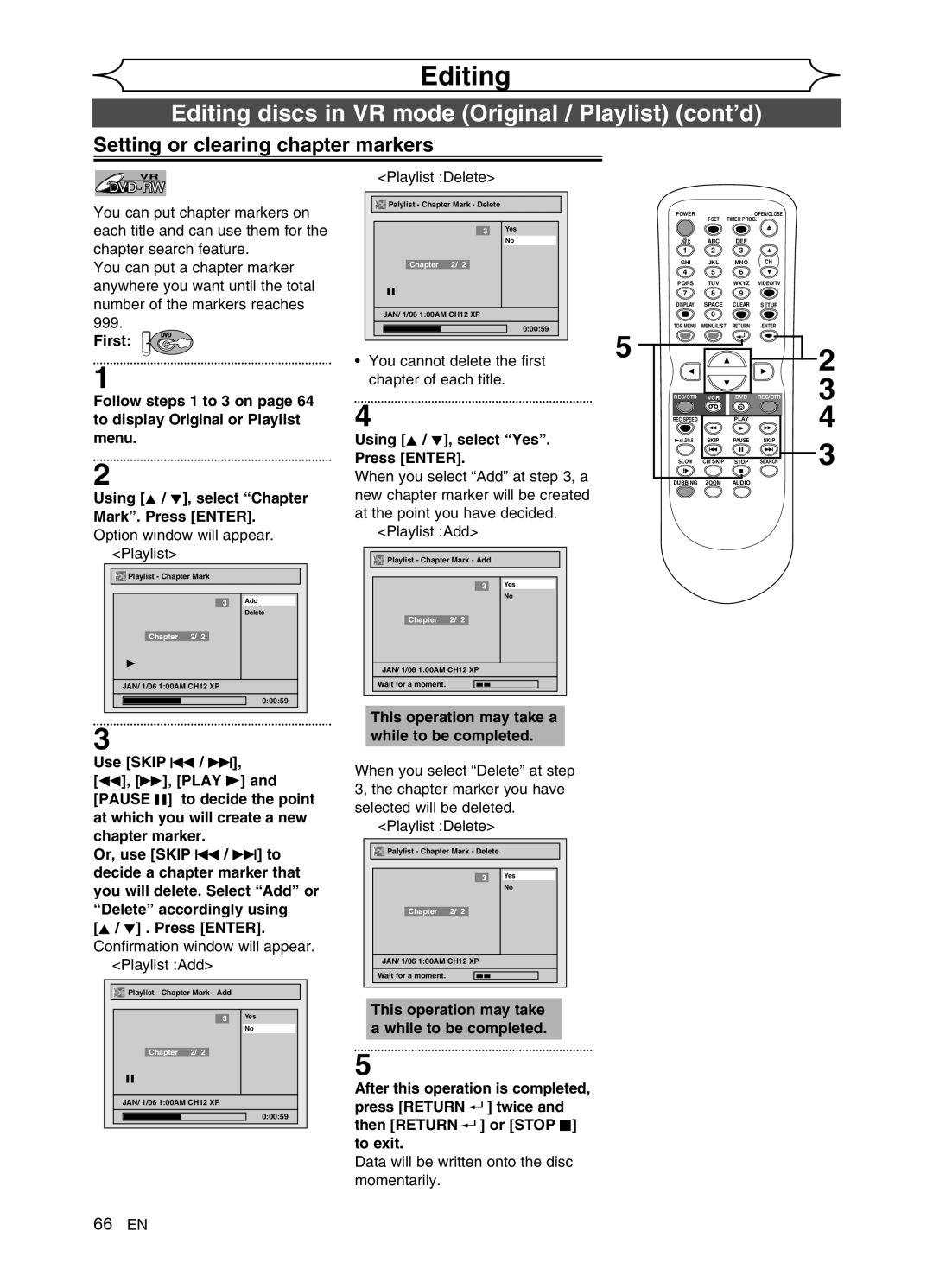 FUNAI DVR90VG manual Confirmation window will appear. Playlist Add, Playlist Delete, When you select Add at , a 