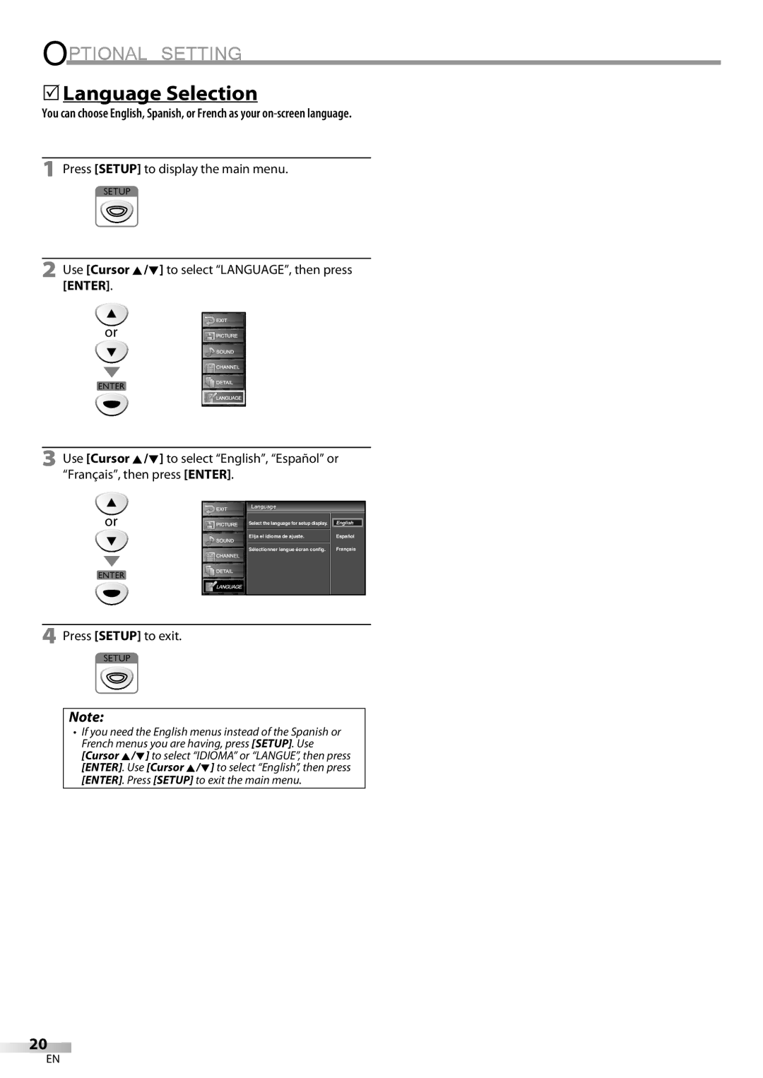 FUNAI ELC320EM9 owner manual 5Language Selection 