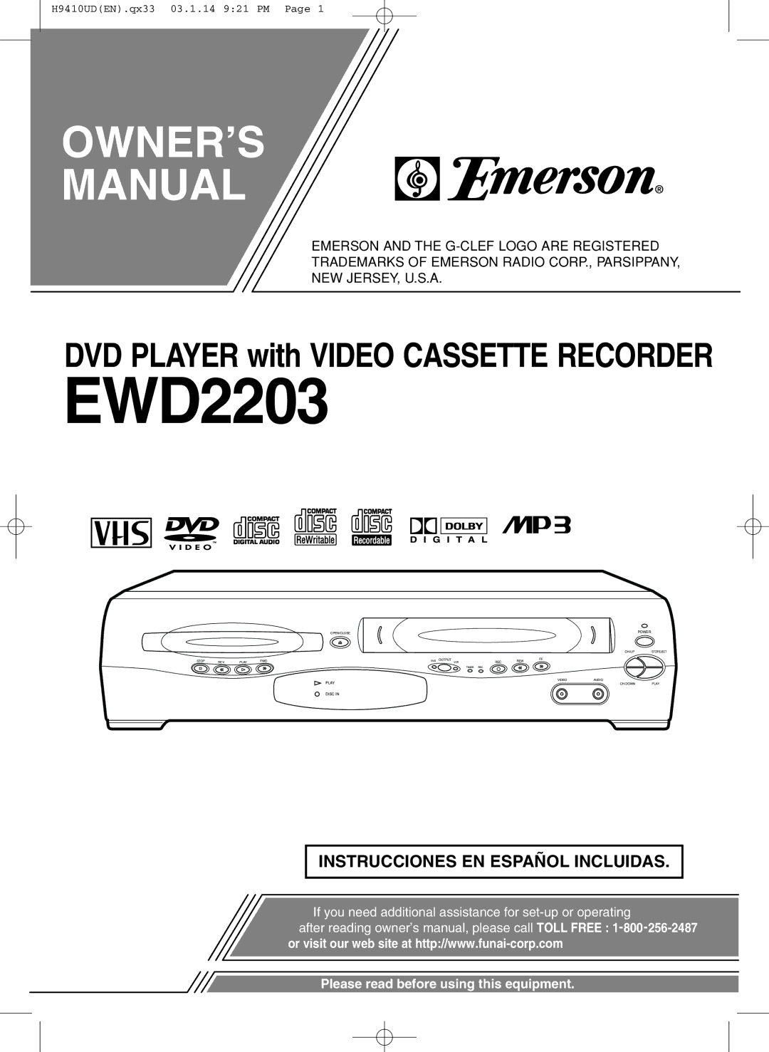 FUNAI EWD2203 owner manual 