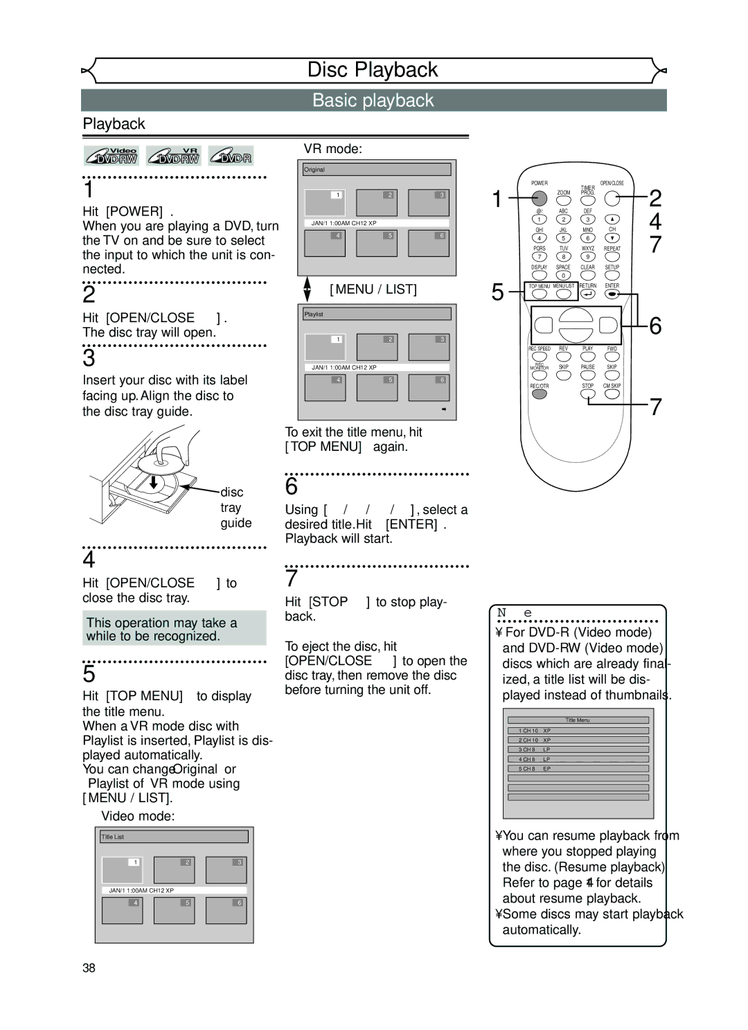 FUNAI EWR10D5 owner manual Basic playback, Playback 