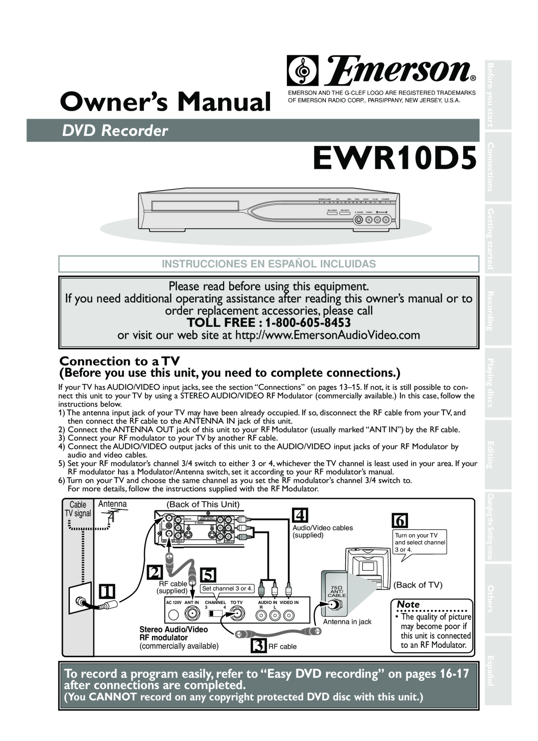 FUNAI EWR10D5 Owner’s Manual, DVD Recorder, Please read before using this equipment, Instrucciones En Español Incluidas 