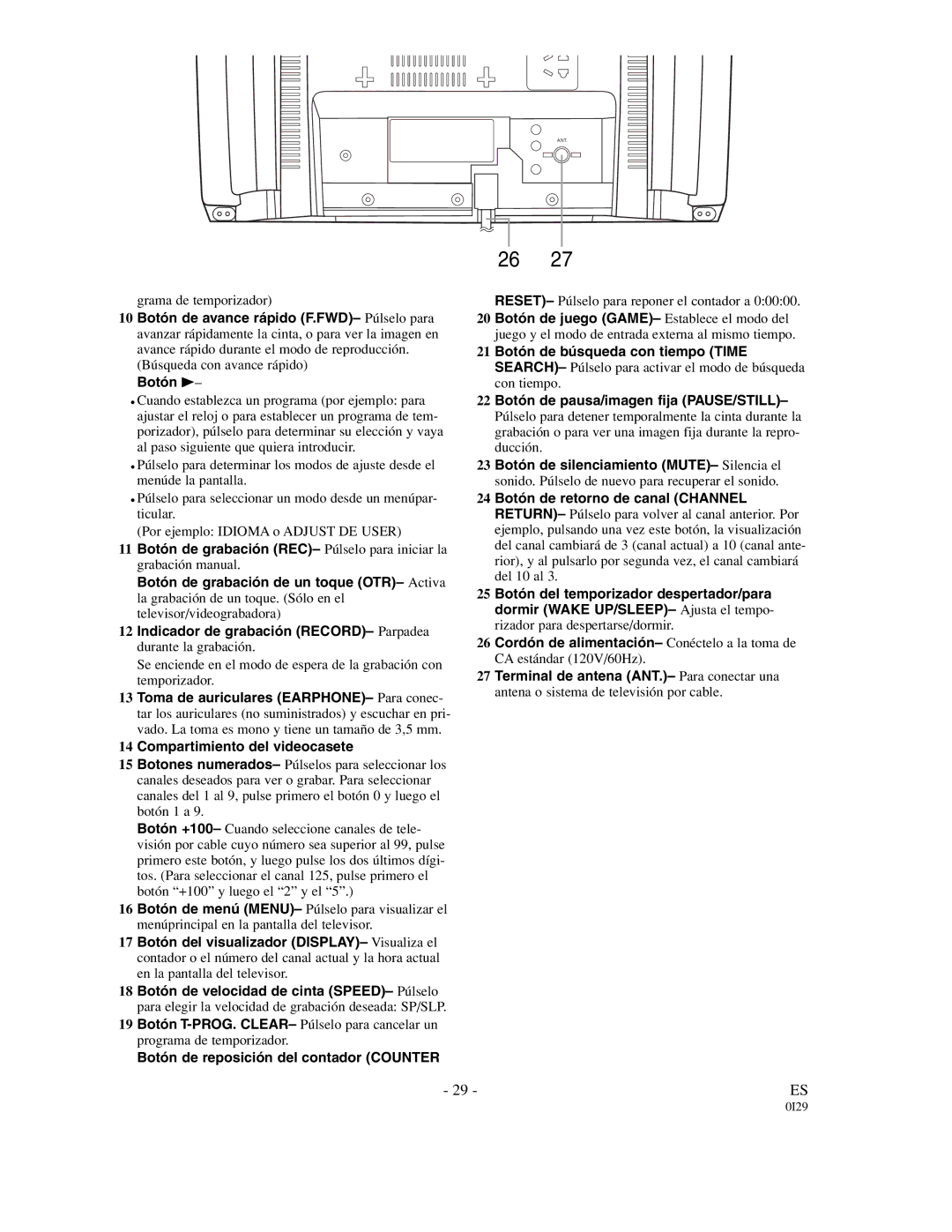 FUNAI F319CC, F313CC owner manual Botón de reposición del contador Counter 