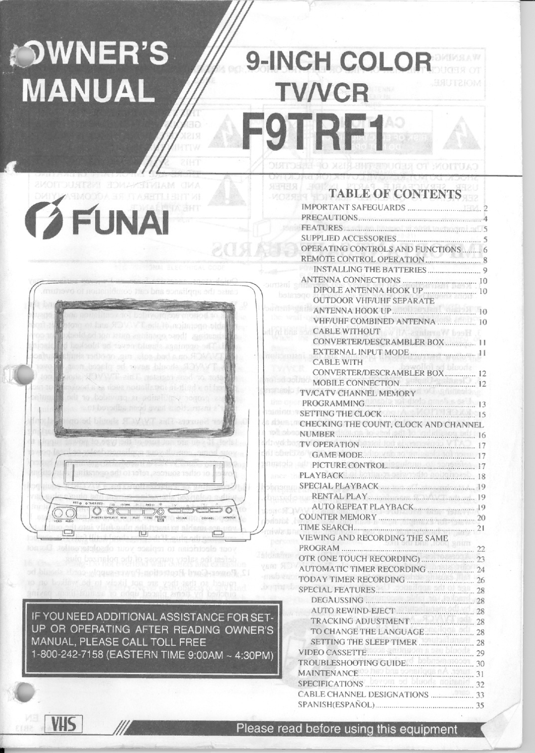 FUNAI F9TRF1 manual
