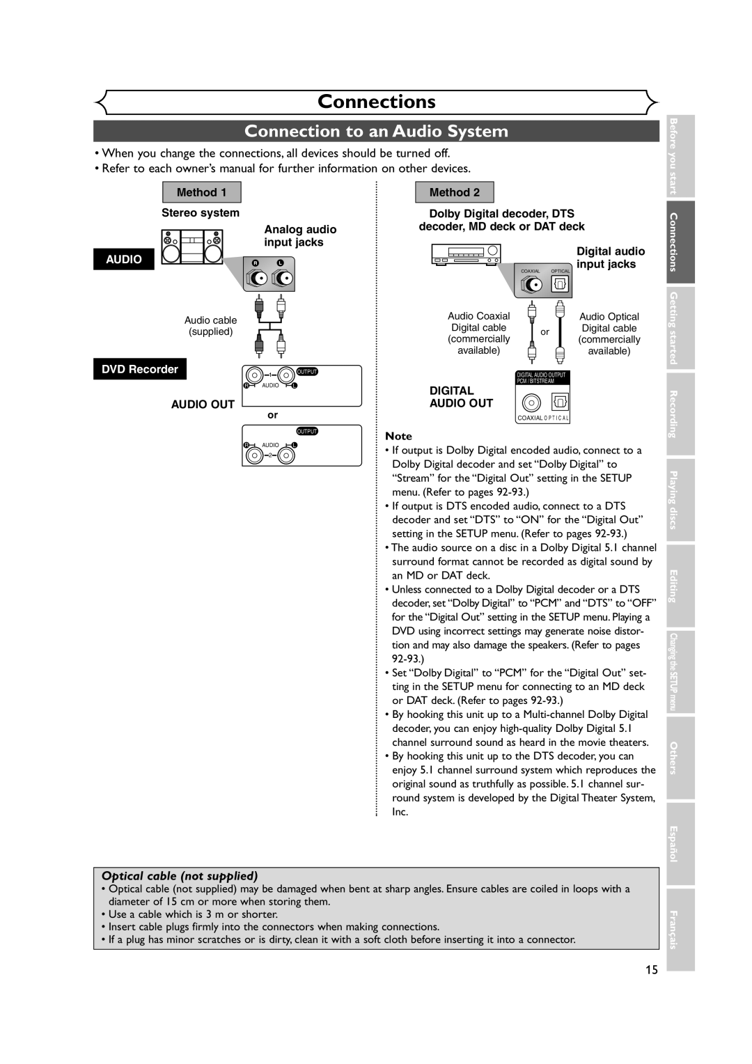 FUNAI FDR-90E owner manual Connection to an Audio System, Audio OUT 