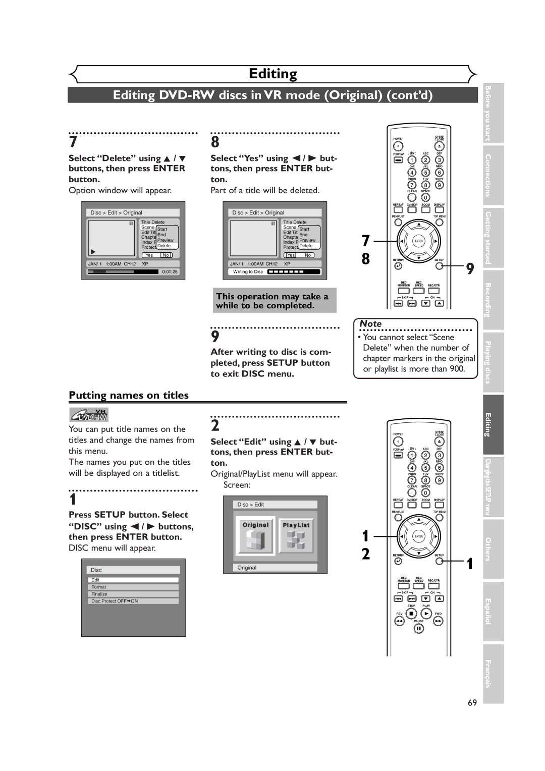 FUNAI FDR-90E Select Delete using K / L buttons, then press Enter button, This operation may take a, While to be completed 