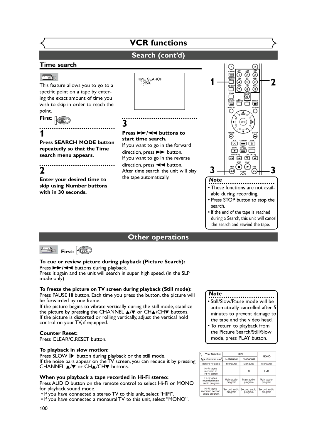 FUNAI FDRV90E owner manual Other operations, VCR First, Counter Reset, To playback in slow motion 