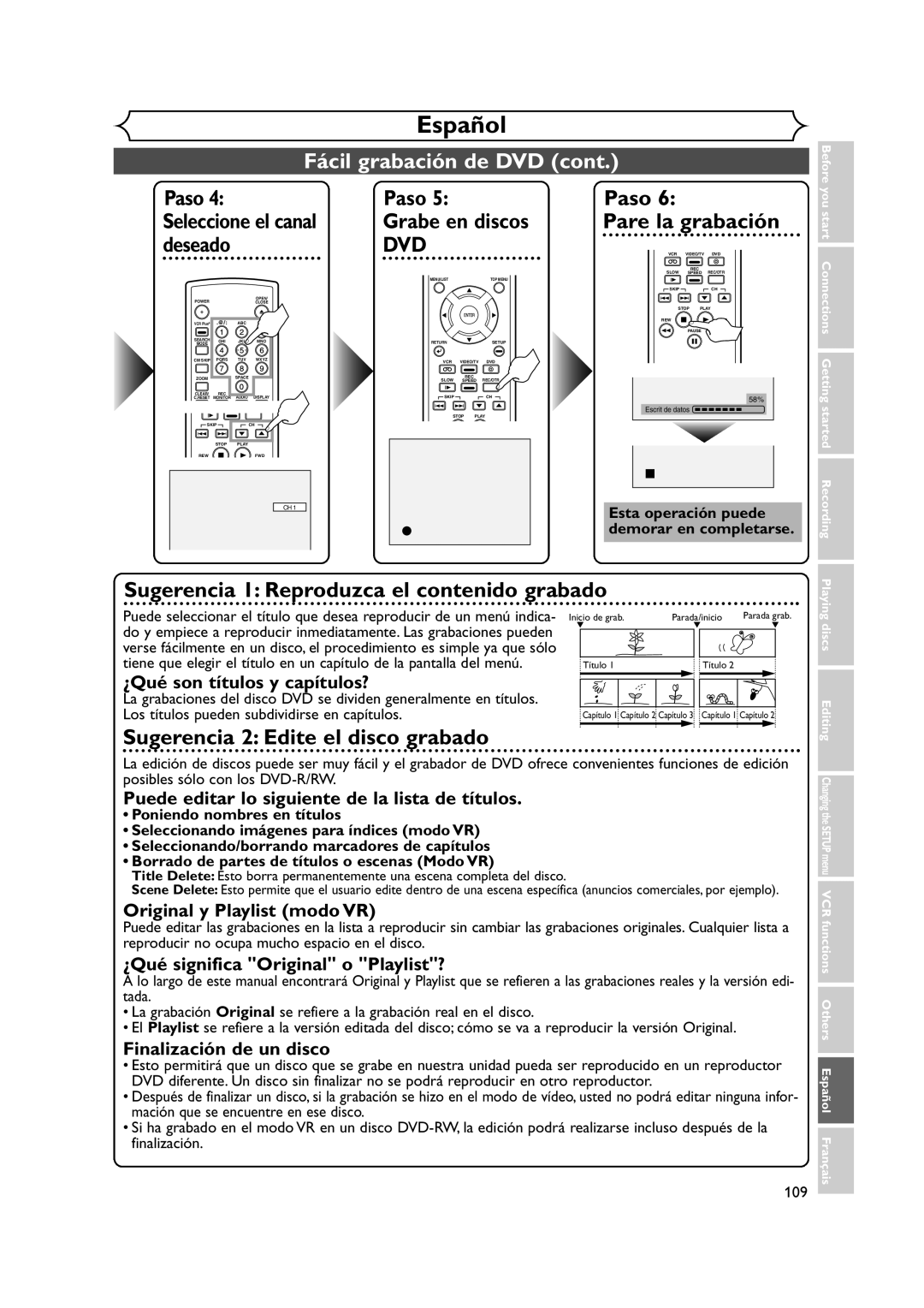 FUNAI FDRV90E owner manual Grabe en discos, ¿Qué son títulos y capítulos?, Puede editar lo siguiente de la lista de títulos 