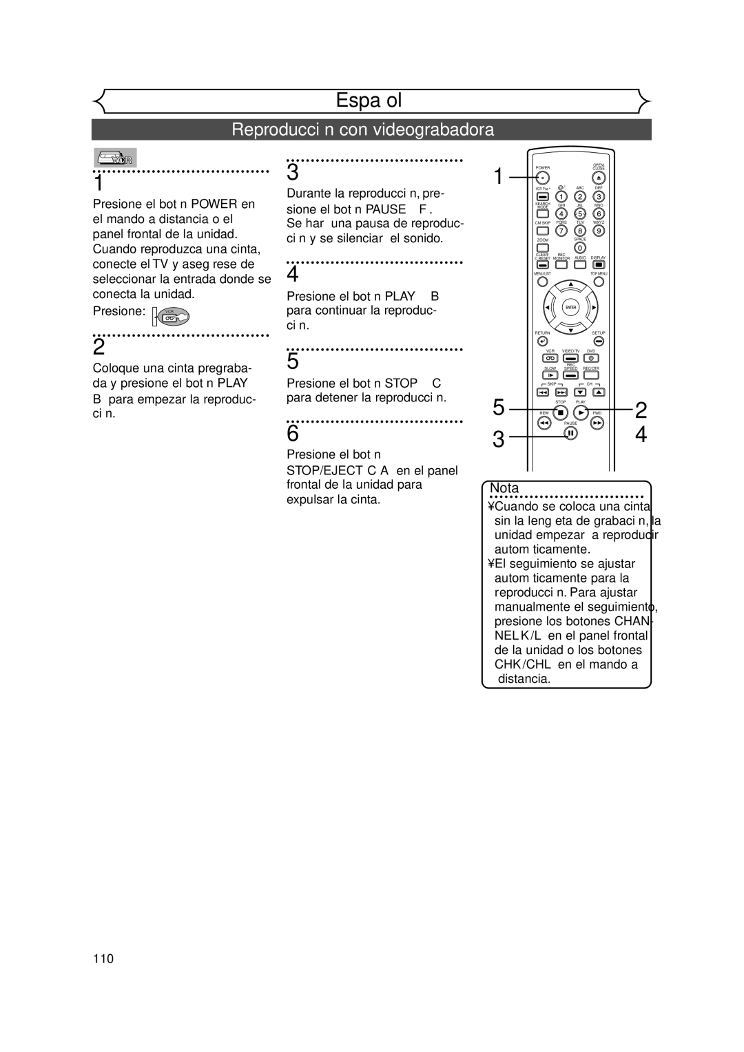 FUNAI FDRV90E owner manual Reproducción con videograbadora, Presione VCR 