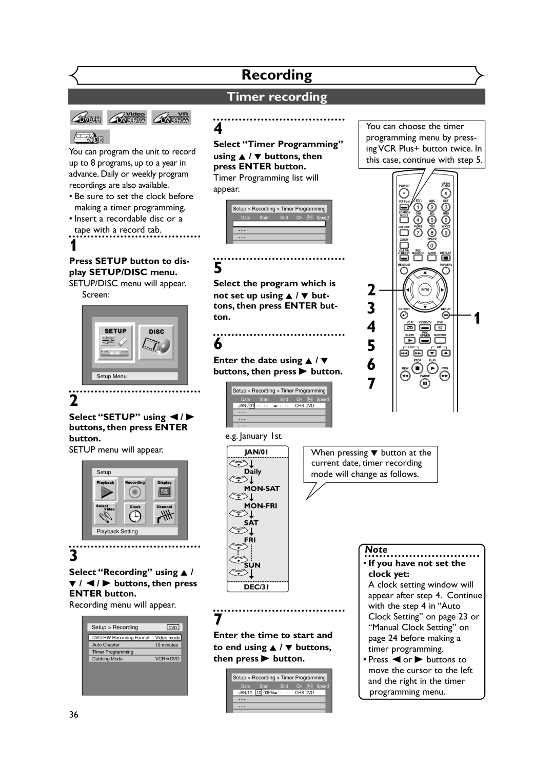 FUNAI FDRV90E owner manual Timer recording 