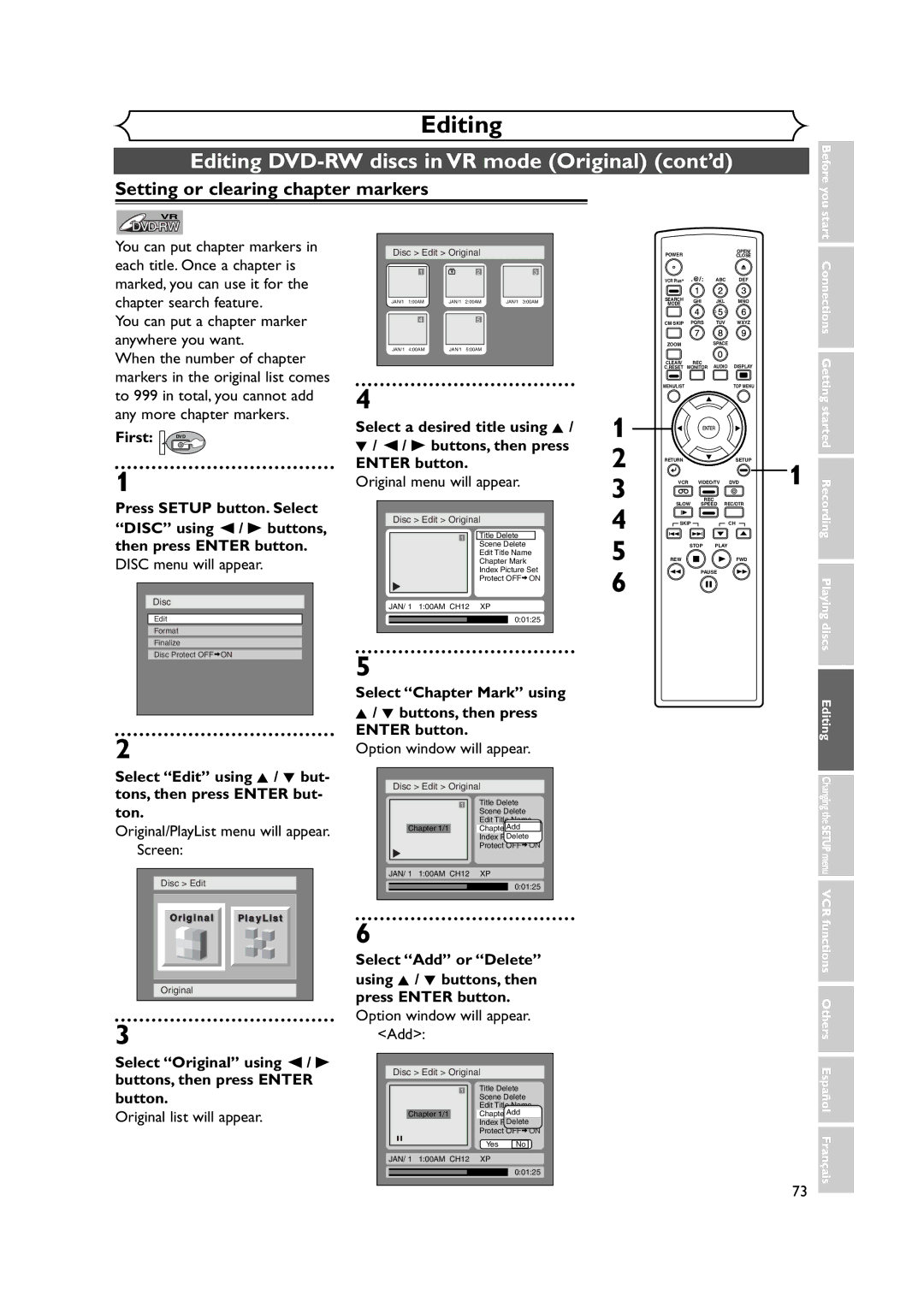 FUNAI FDRV90E owner manual Option window will appear. Add, Yes JAN/ 1 100AM CH12 