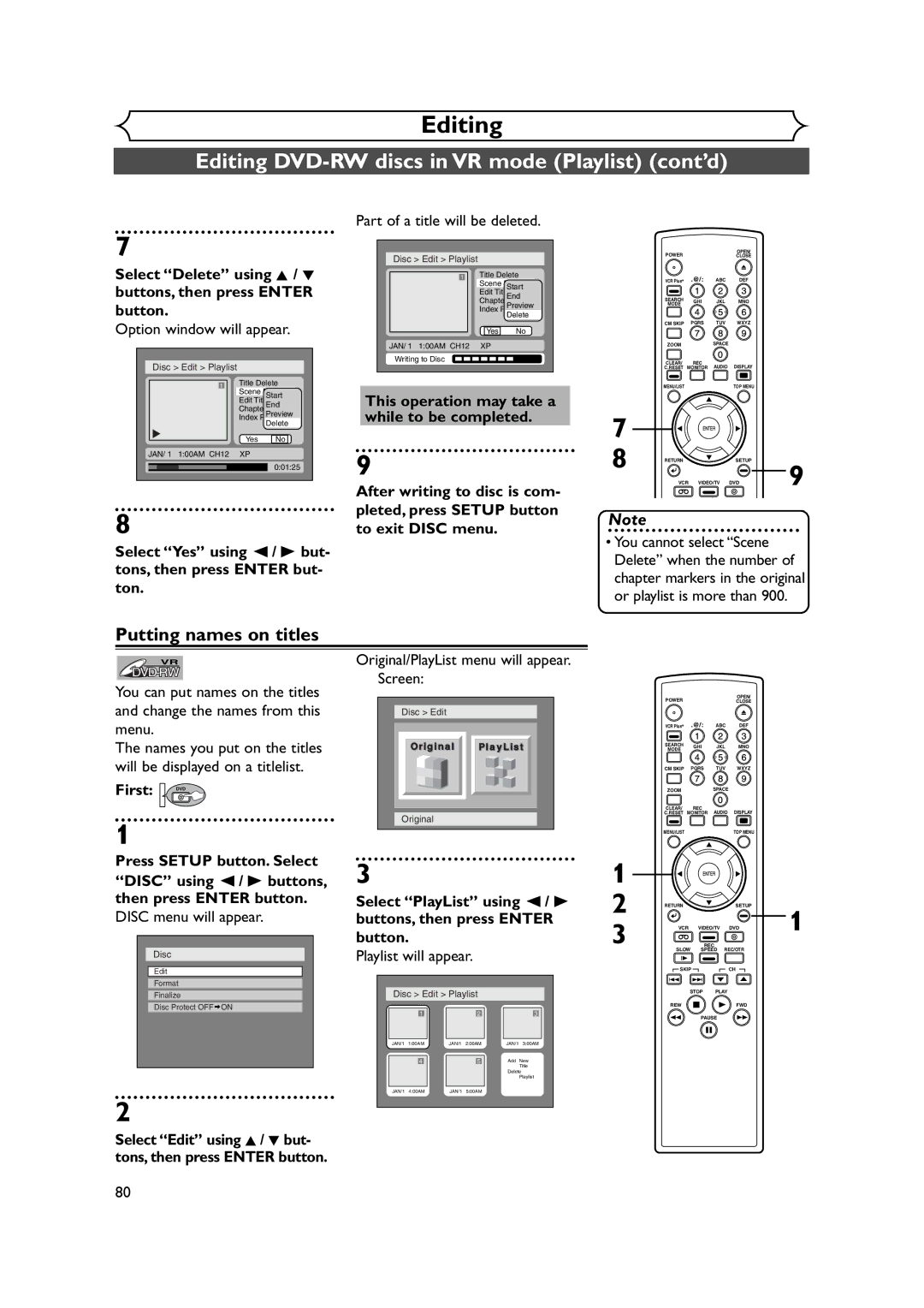 FUNAI FDRV90E owner manual Part of a title will be deleted, Select Delete using K / L buttons, then press Enter button 