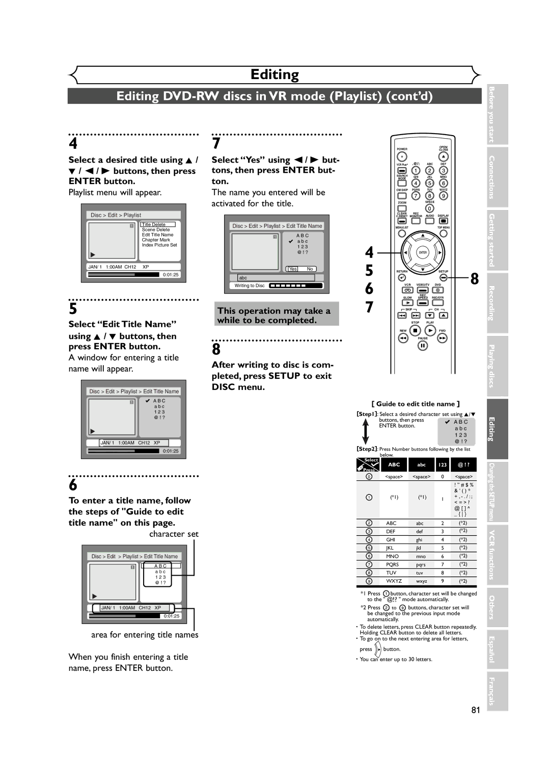 FUNAI FDRV90E Select a desired title using K Select Yes using / B but, Buttons, then press Tons, then press Enter but 