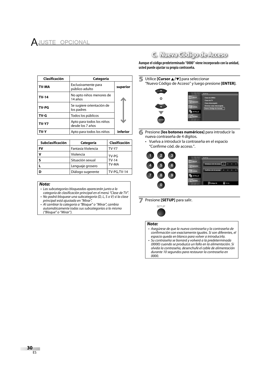 FUNAI FLX3220F A owner manual Nueva Código de Acceso 