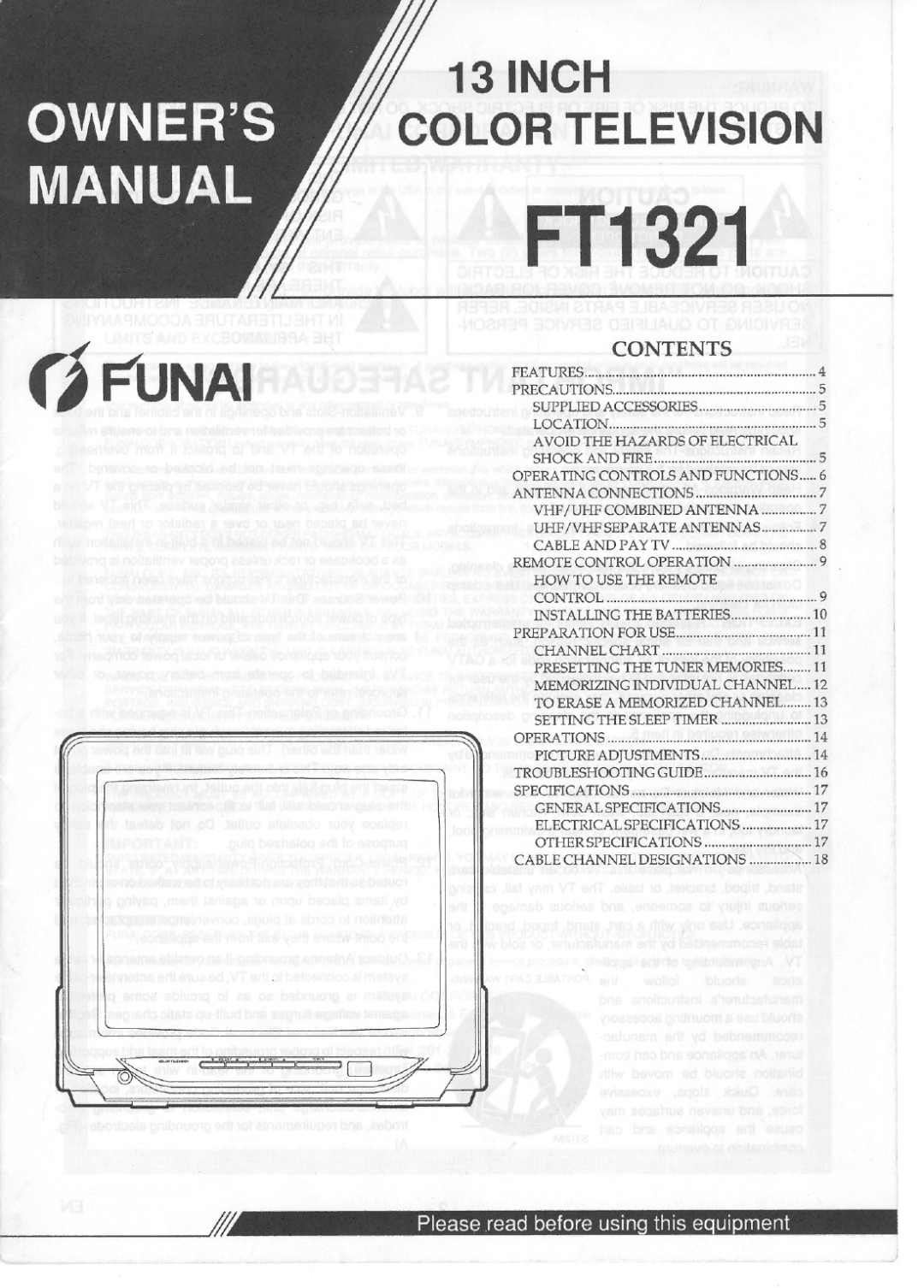 FUNAI FT1321 manual 