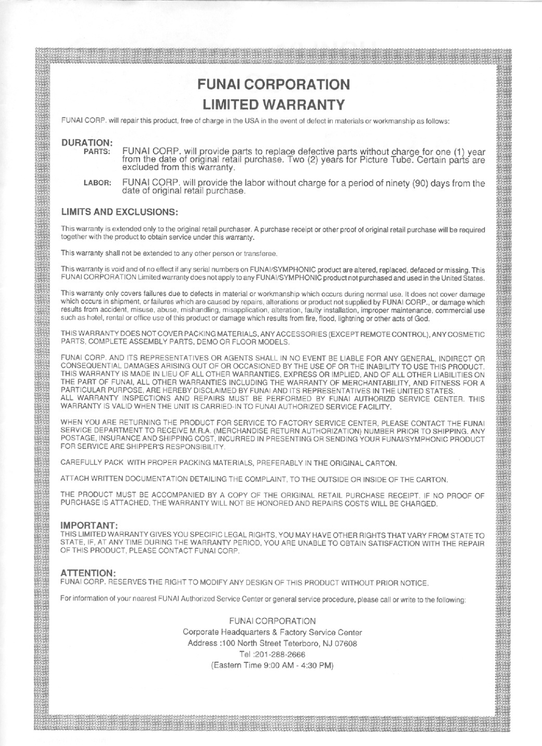 FUNAI FT1321 manual 