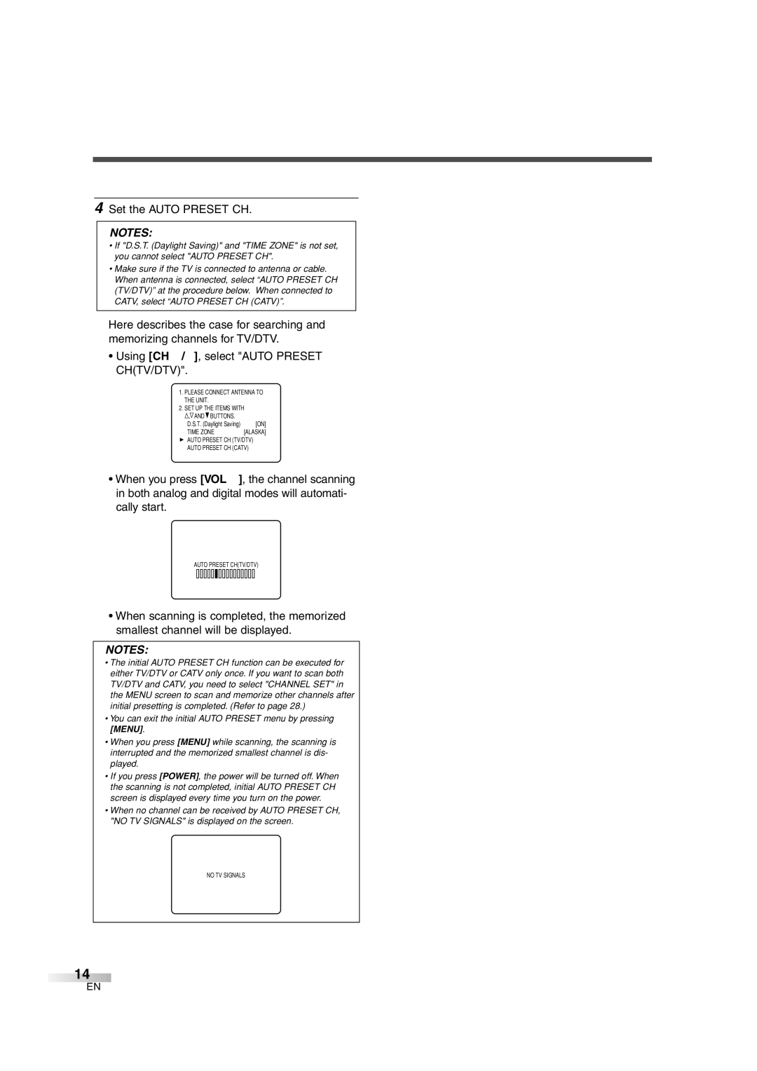 FUNAI IWF2706 owner manual Set the Auto Preset CH, You can exit the initial Auto Preset menu by pressing Menu 