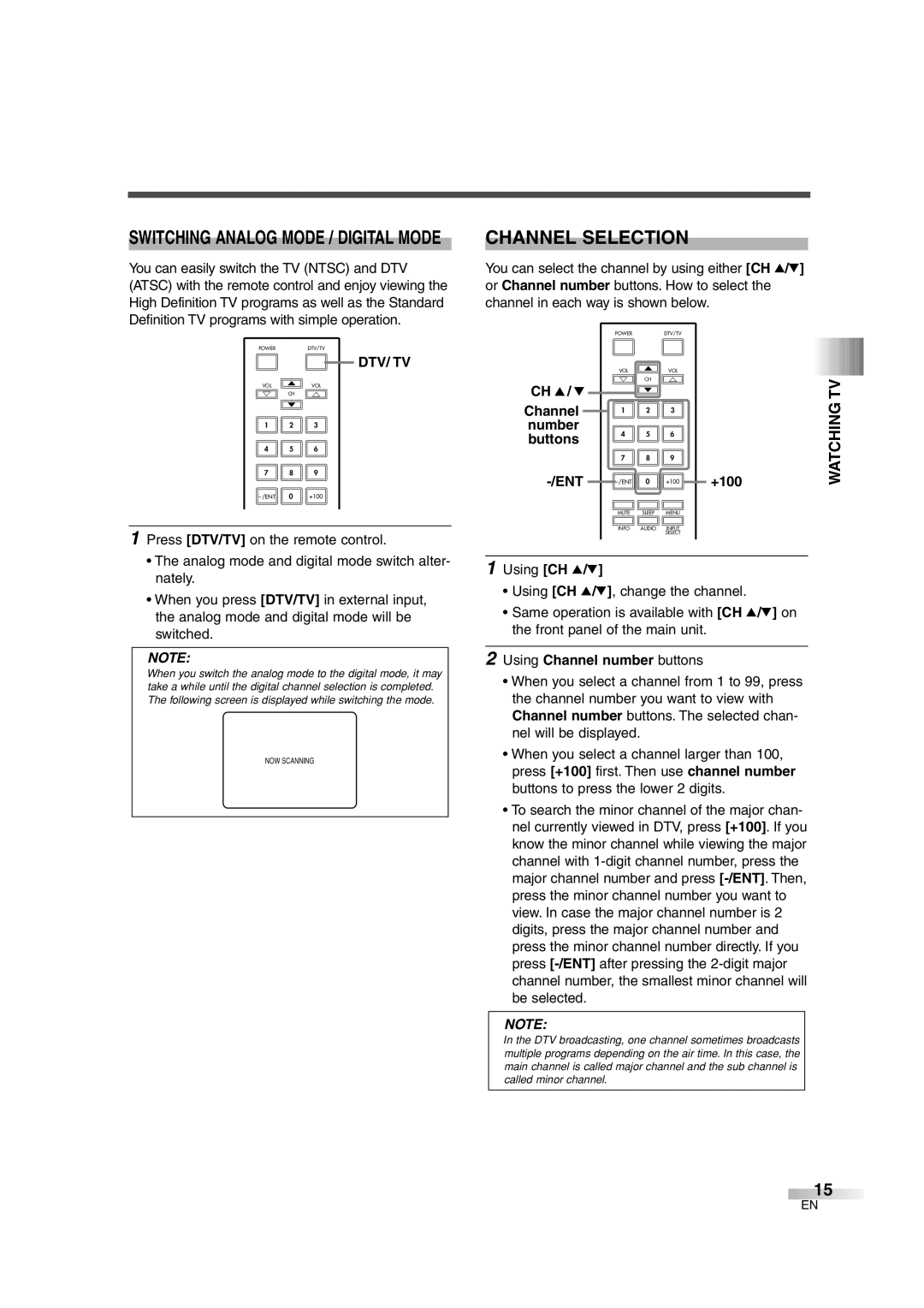 FUNAI IWF2706 owner manual Channel Selection, Watching TV, Dtv/ Tv 