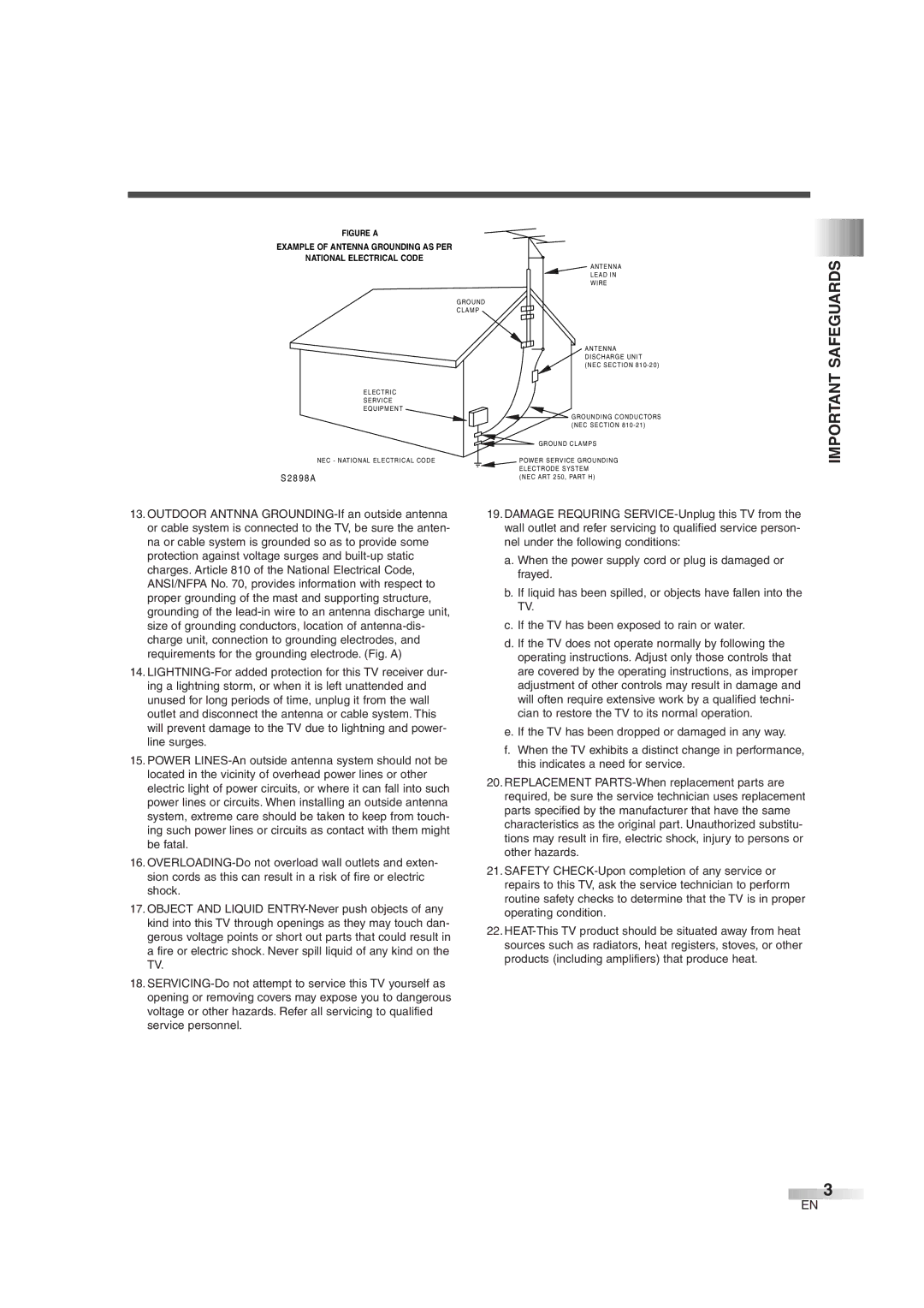 FUNAI IWF2706 owner manual Important Safeguards, Figure a 