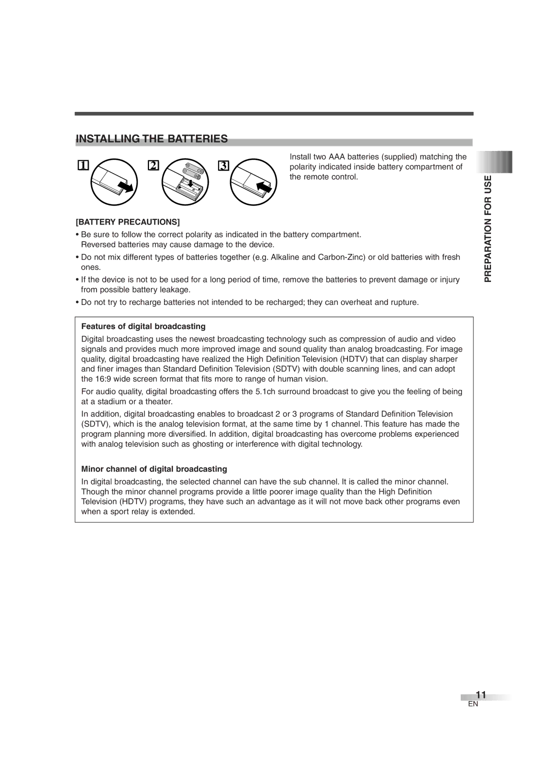 FUNAI IWT3206 owner manual Polarity indicated inside battery compartment, Remote control, Battery Precautions 