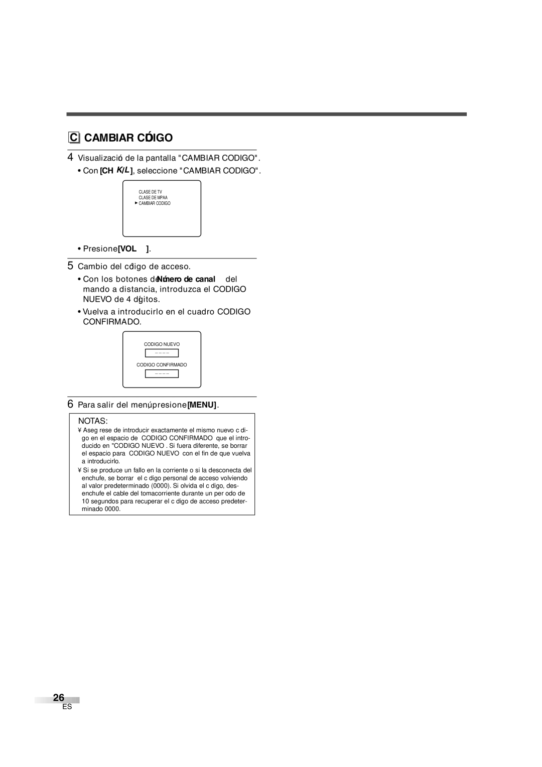 FUNAI IWT3206 owner manual Cambiar Código 