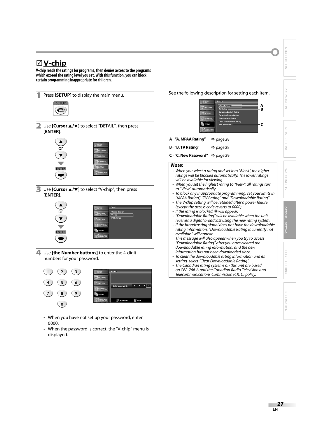 FUNAI LC195EM9 2, LC195EM9 B owner manual Chipip Enter password, Chip ip 