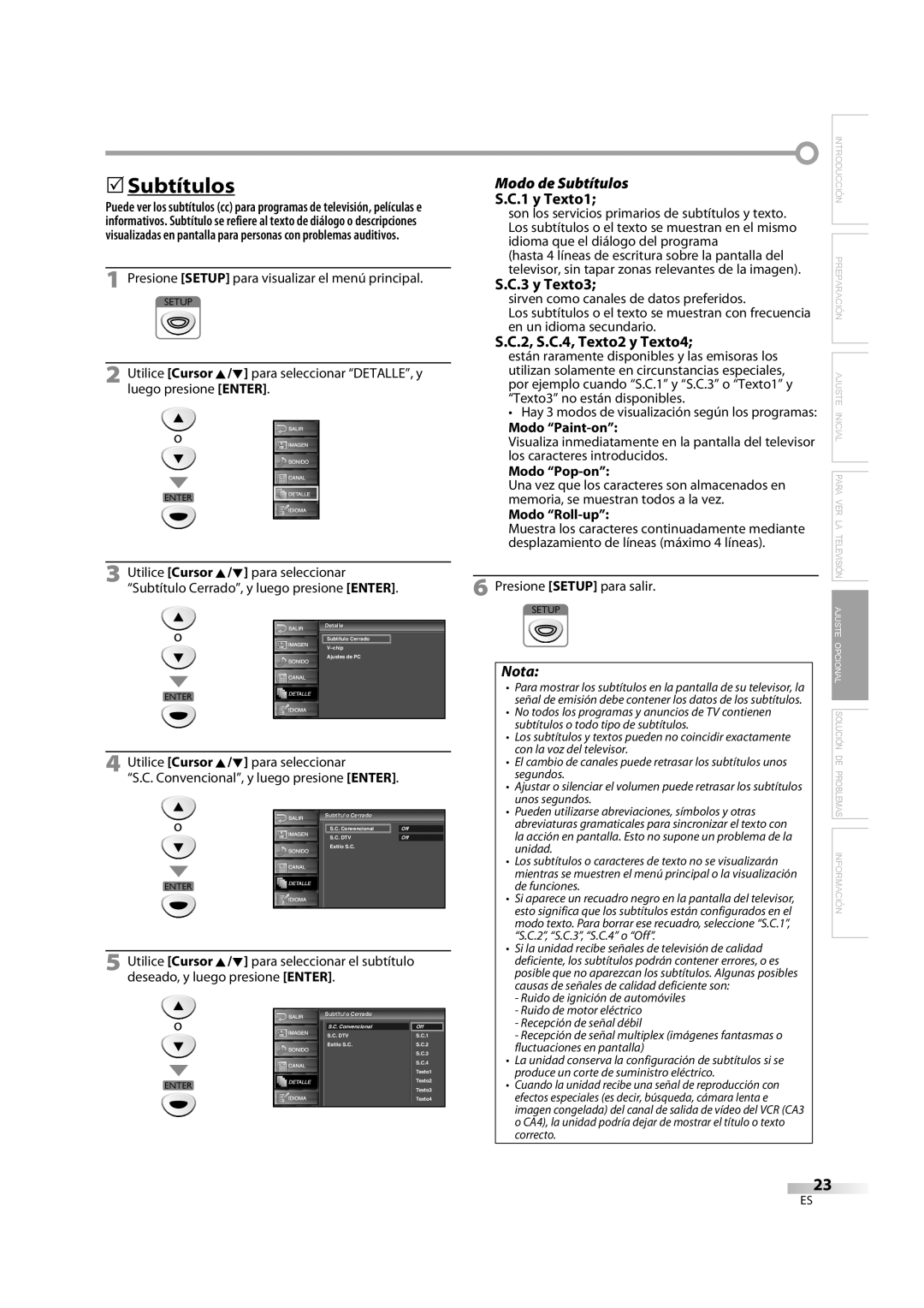 FUNAI LC195EM9 2, LC195EM9 B owner manual y Texto1, Modo de Subtítulos, y Texto3, 2, S.C.4, Texto2 y Texto4 