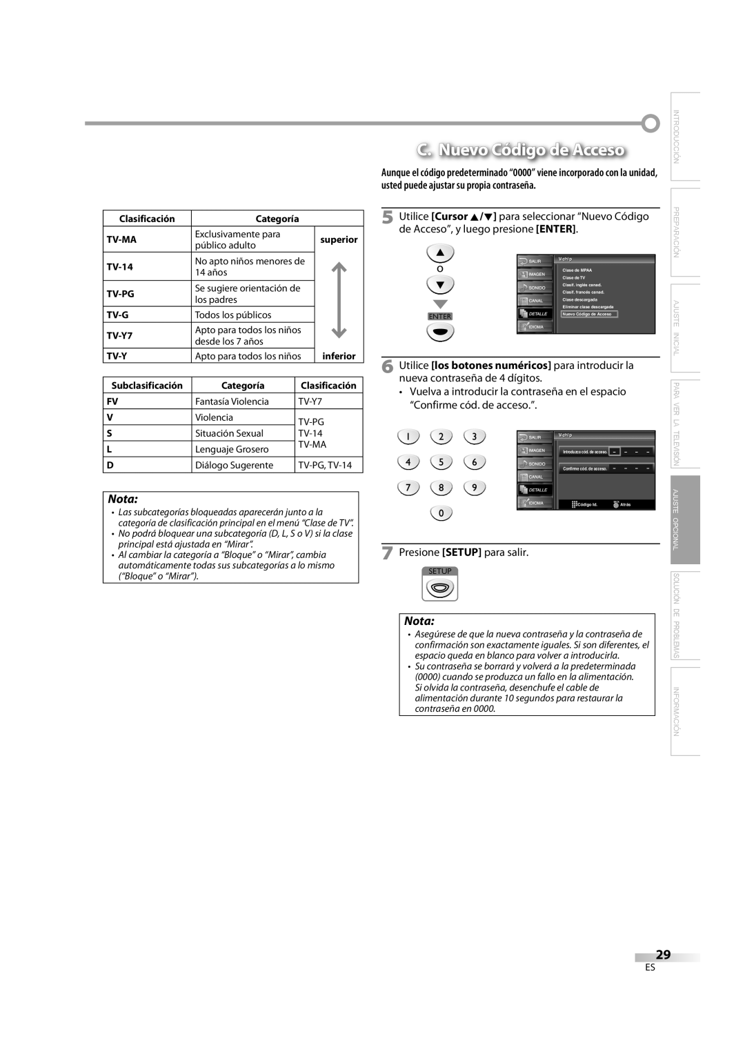 FUNAI LC195EM9 2, LC195EM9 B owner manual Nuevo Código de Acceso 