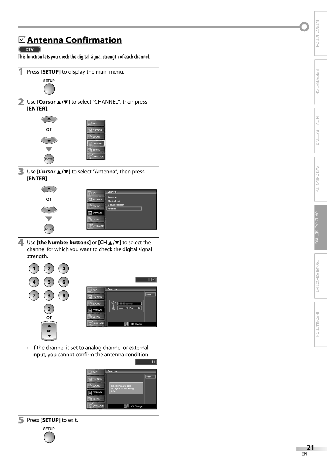 FUNAI LC225SL9 owner manual 5Antenna Confirmation 