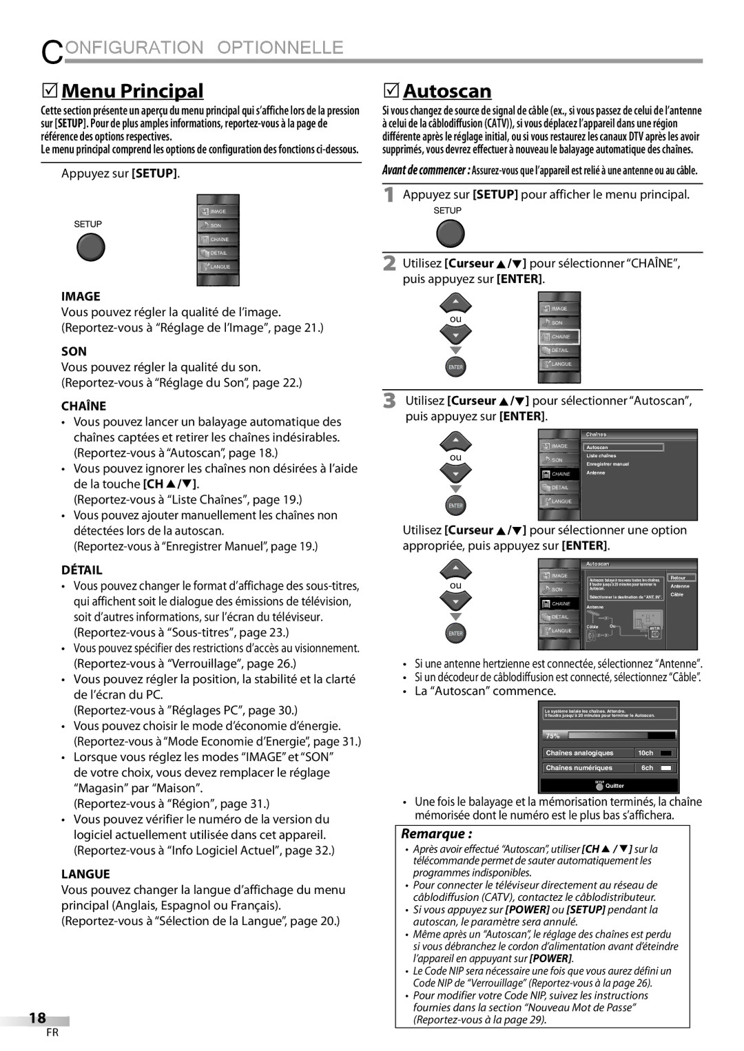 FUNAI LC320EMX owner manual Configuration Optionnelle, 5Menu Principal 