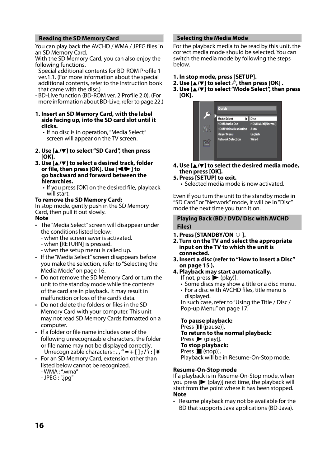 FUNAI MBP5130/F7 Reading the SD Memory Card, Use K/L to select SD Card, then press OK, To remove the SD Memory Card 