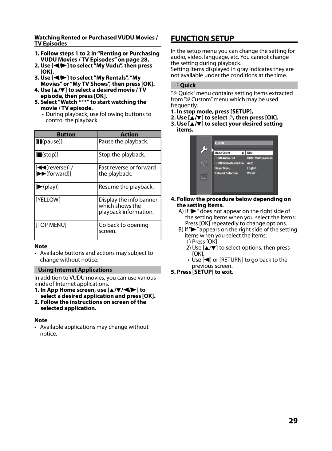 FUNAI MBP5130/F7 owner manual Function Setup 