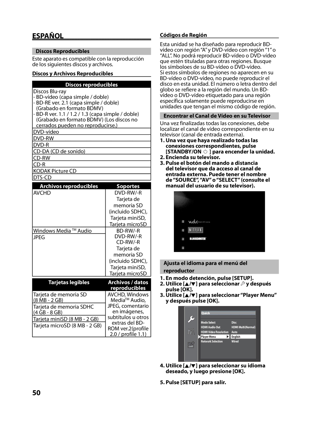 FUNAI MBP5130/F7 owner manual Español, Discos reproducibles, Archivos reproducibles Soportes, Tarjetas legibles 