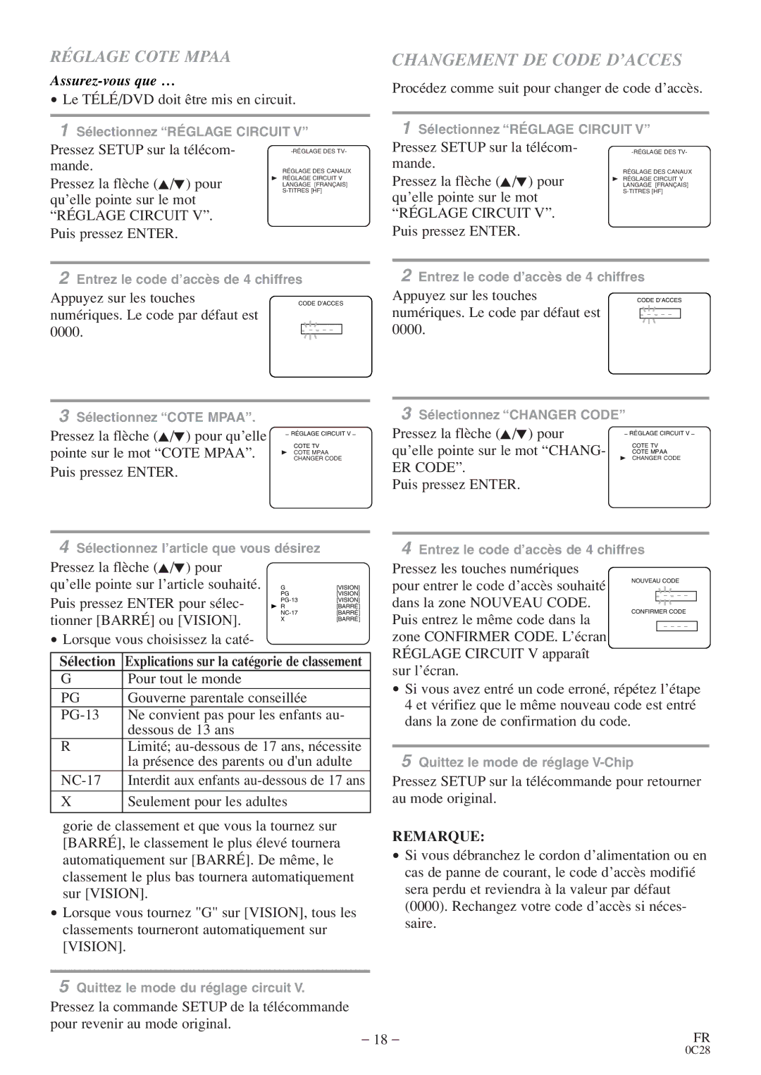 FUNAI MGD134 owner manual Changement DE Code D’ACCES, ER Code 