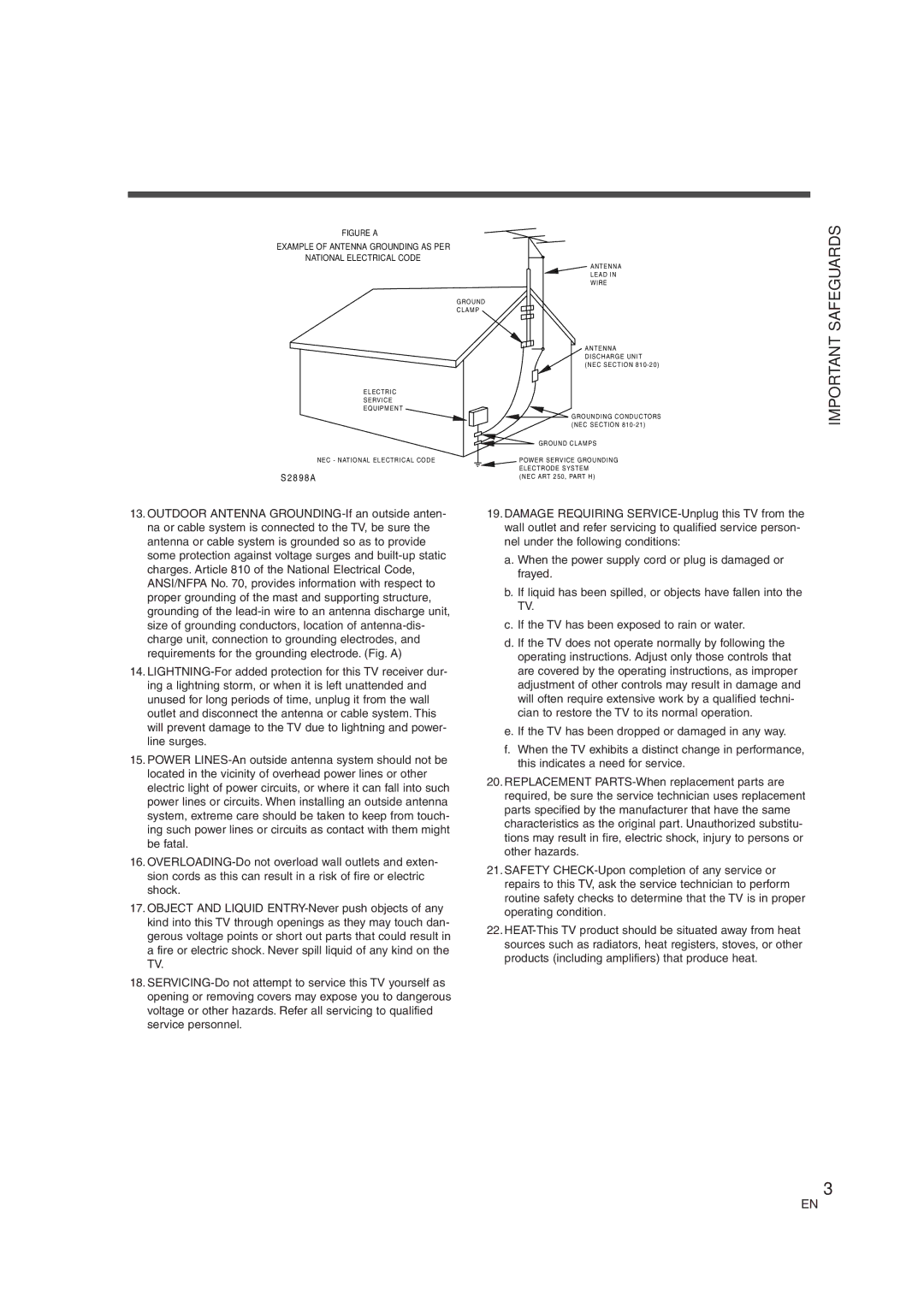 FUNAI MJ427GG manual Important Safeguards, Figure a 