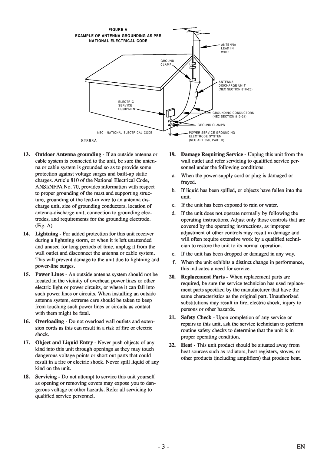 FUNAI MSD520FF owner manual a. When the power-supply cord or plug is damaged or frayed 