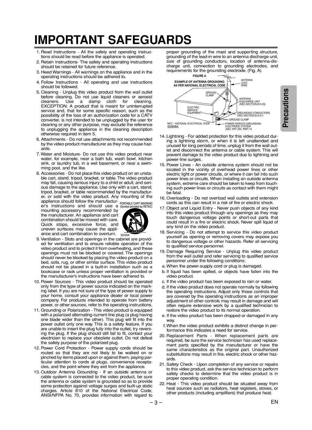 FUNAI MSD805 owner manual Important Safeguards 