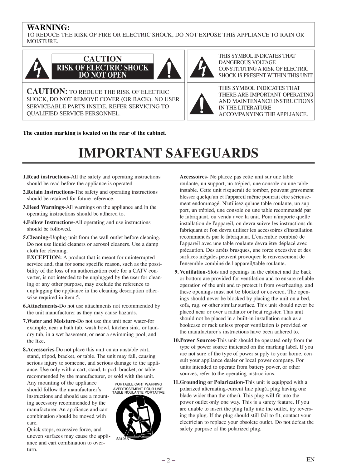 FUNAI MWC13D5 A owner manual Important Safeguards 