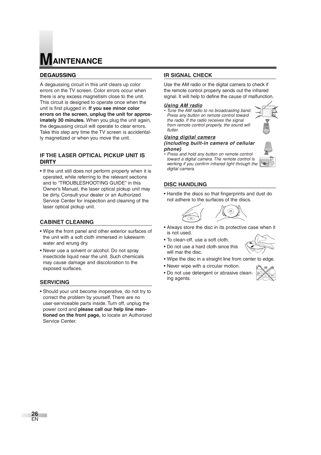 FUNAI MWC13D6 owner manual Maintenance 