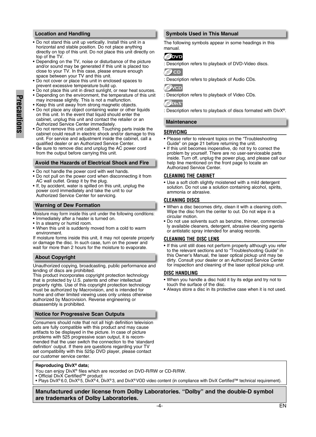 FUNAI MWD7006 Location and Handling, Avoid the Hazards of Electrical Shock and Fire, About Copyright, Maintenance 