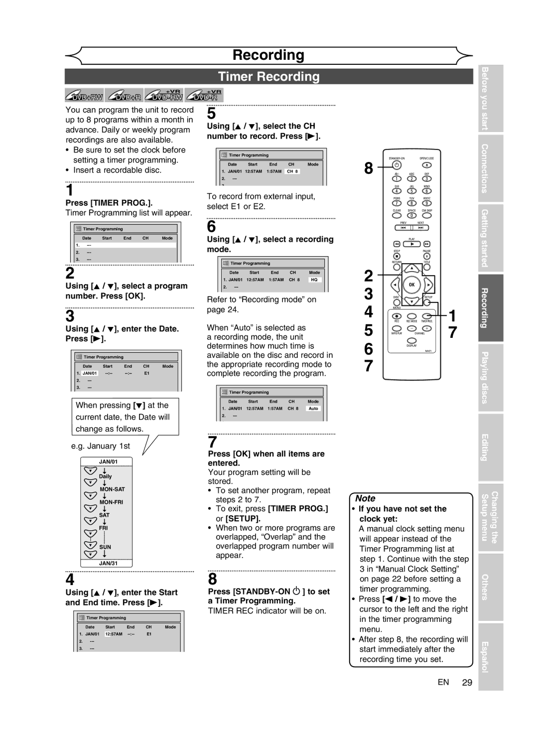 FUNAI MWR10D6 owner manual Timer Recording 