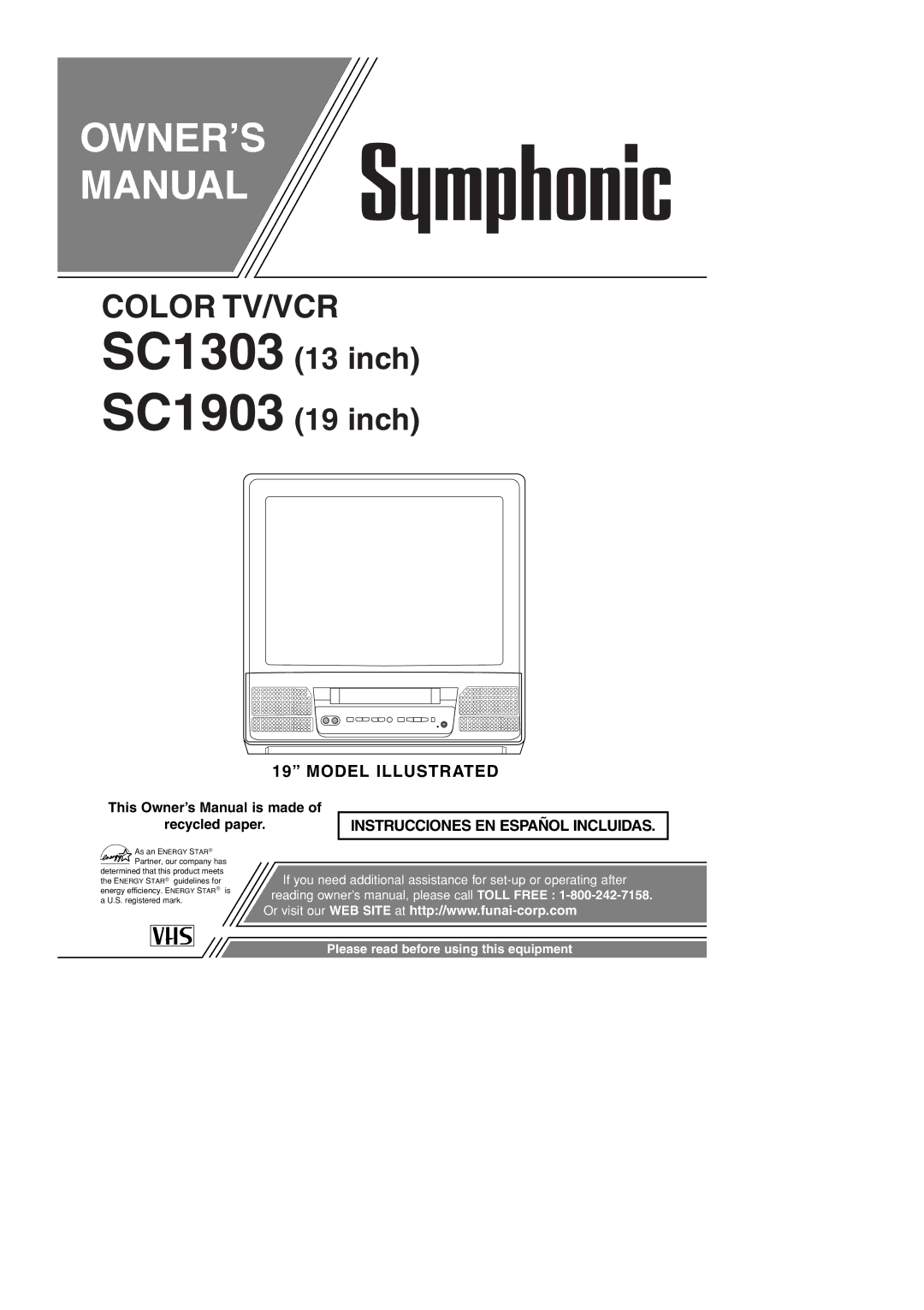 FUNAI owner manual SC1303 SC1903 